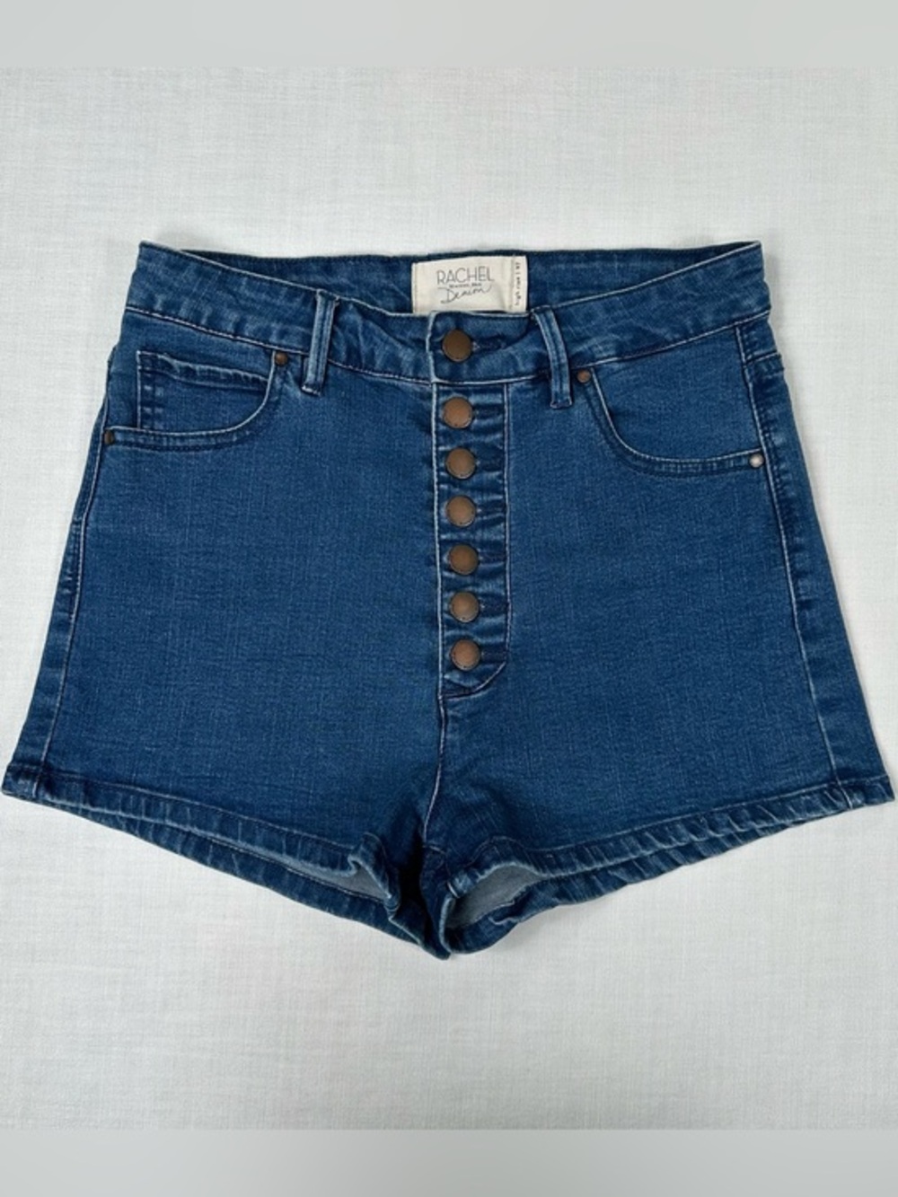Rachel Rachel Roy High Rise Button Fly Denim Shorts‎ 27 Stretch Jean Boho Retro
